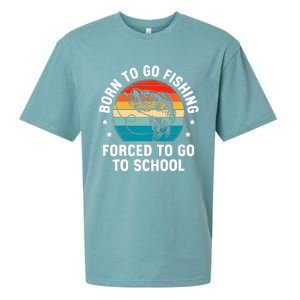 Born To Go Fishing Forced School Funny Fiching Sueded Cloud Jersey T-Shirt