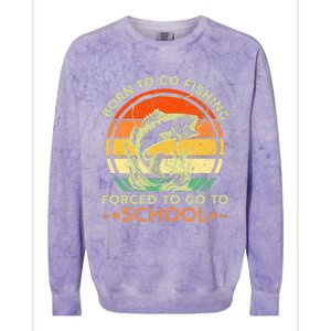 Born To Go Fishing Forced School Colorblast Crewneck Sweatshirt