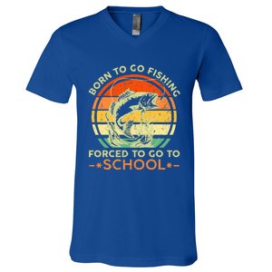 Born To Go Fishing Forced School V-Neck T-Shirt