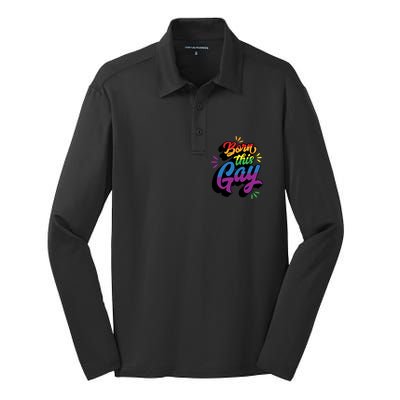 Born This Gay Funny Trendy Lgbtq Pride Cute Queer Aesthetic Cute Gift Silk Touch Performance Long Sleeve Polo