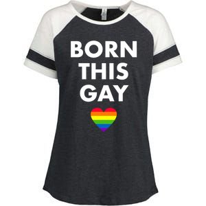 Born This Gay Lgbtqia+ Rainbow Flag Csd Gift Enza Ladies Jersey Colorblock Tee