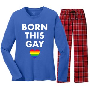 Born This Gay Lgbtqia+ Rainbow Flag Csd Gift Women's Long Sleeve Flannel Pajama Set 