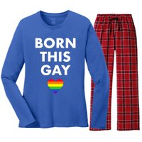 Born This Gay Lgbtqia+ Rainbow Flag Csd Gift Women's Long Sleeve Flannel Pajama Set 