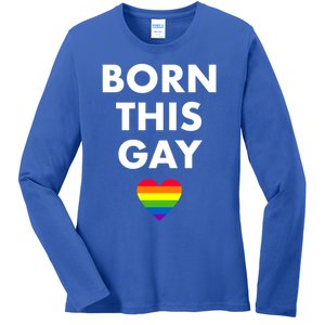 Born This Gay Lgbtqia+ Rainbow Flag Csd Gift Ladies Long Sleeve Shirt