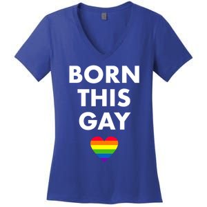 Born This Gay Lgbtqia+ Rainbow Flag Csd Gift Women's V-Neck T-Shirt