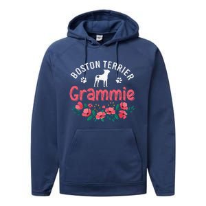 Boston Terrier Grammie Gifts Mom Funny Dog Lover Christmas Performance Fleece Hoodie