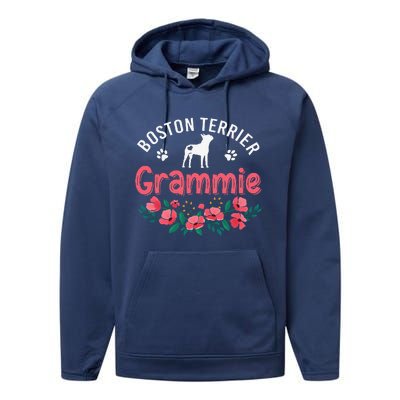 Boston Terrier Grammie Gifts Mom Funny Dog Lover Christmas Performance Fleece Hoodie