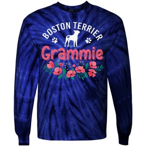 Boston Terrier Grammie Gifts Mom Funny Dog Lover Christmas Tie-Dye Long Sleeve Shirt