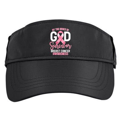 By The Grace Of God IM A Survivor Breast Cancer Awareness Adult Drive Performance Visor