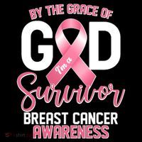 By The Grace Of God IM A Survivor Breast Cancer Awareness Drawstring Bag