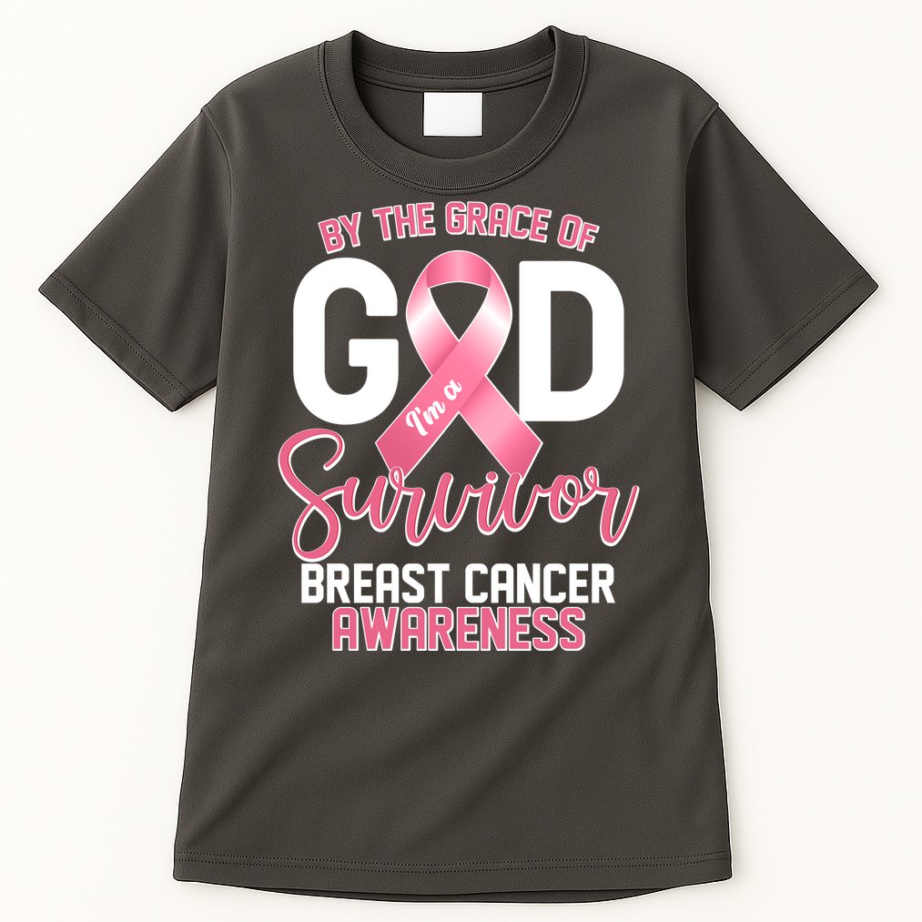 By The Grace Of God IM A Survivor Breast Cancer Awareness Tall T-Shirt