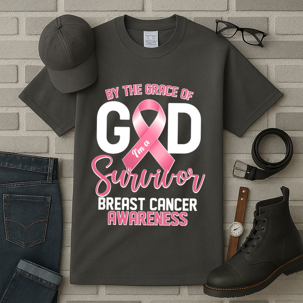 By The Grace Of God IM A Survivor Breast Cancer Awareness Tall T-Shirt