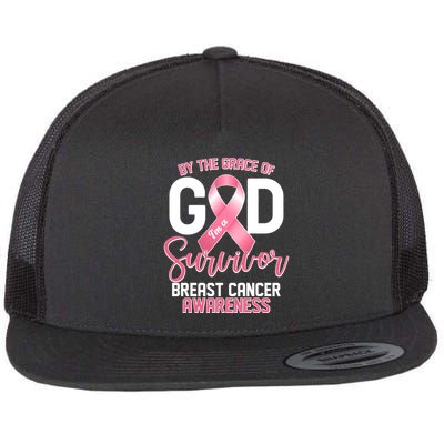 By The Grace Of God IM A Survivor Breast Cancer Awareness Flatbill Hat