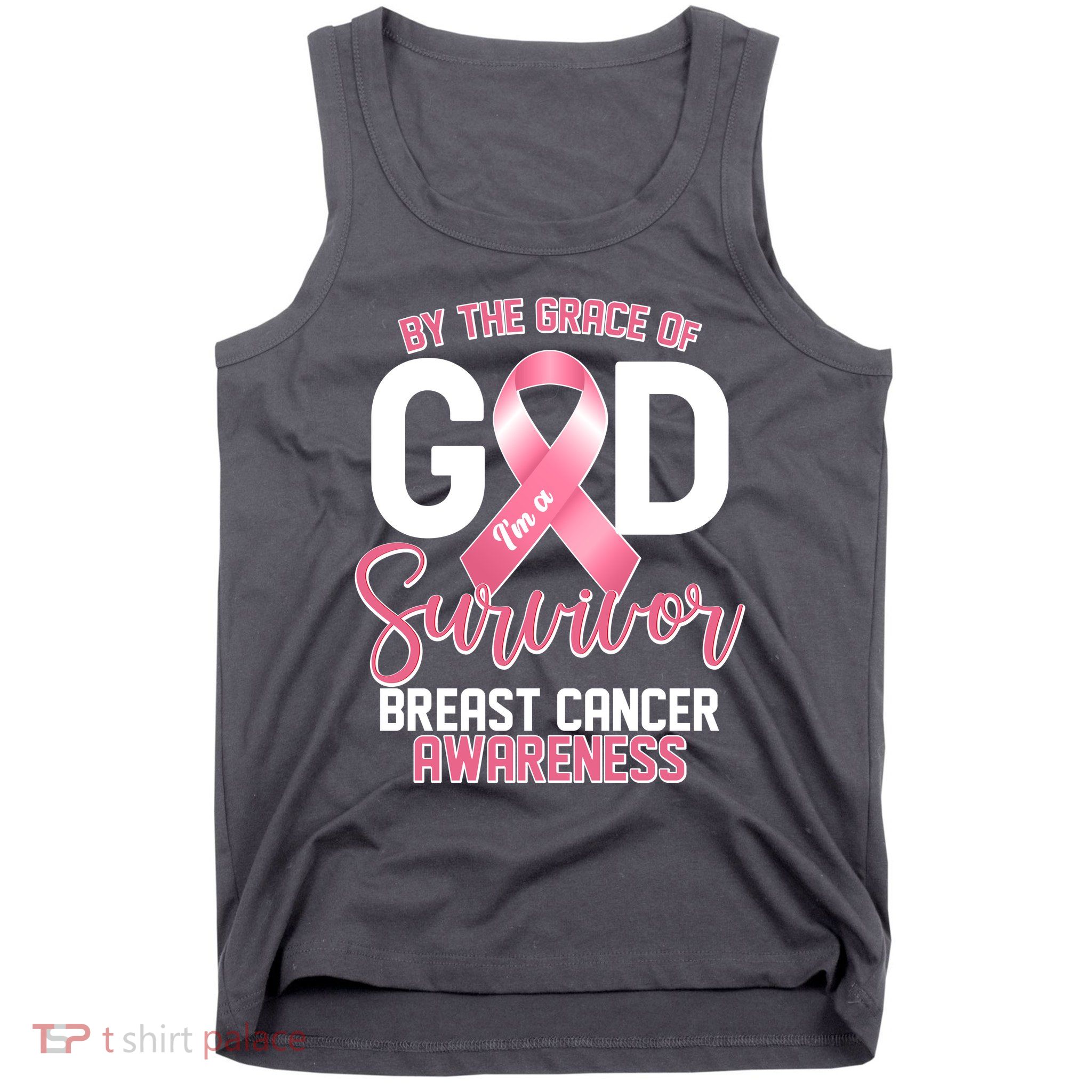 By The Grace Of God IM A Survivor Breast Cancer Awareness Tank Top