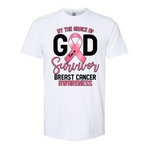 By The Grace Of God IM A Survivor Breast Cancer Awareness Softstyle® CVC T-Shirt