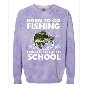 Born To Go Fishing Forced School Funny Boy Colorblast Crewneck Sweatshirt