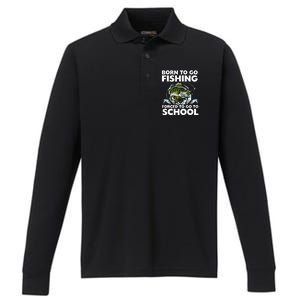 Born To Go Fishing Forced School Funny Boy Performance Long Sleeve Polo