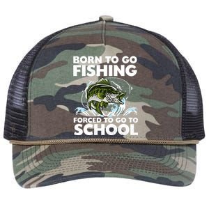 Born To Go Fishing Forced School Funny Boy Retro Rope Trucker Hat Cap