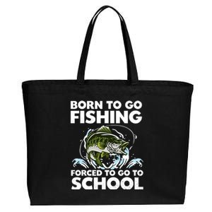 Born To Go Fishing Forced School Funny Boy Cotton Canvas Jumbo Tote