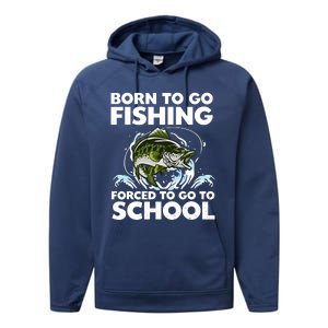 Born To Go Fishing Forced School Funny Boy Performance Fleece Hoodie