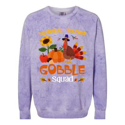 Bilingual Teacher Gobble Squad Thanksgiving Turkey Funny Great Gift Colorblast Crewneck Sweatshirt