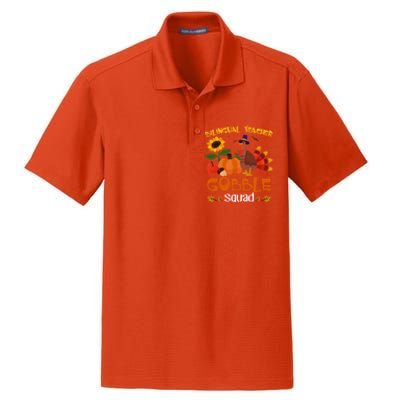 Bilingual Teacher Gobble Squad Thanksgiving Turkey Funny Great Gift Dry Zone Grid Polo