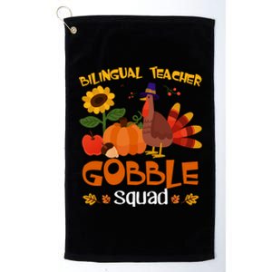 Bilingual Teacher Gobble Squad Thanksgiving Turkey Funny Great Gift Platinum Collection Golf Towel