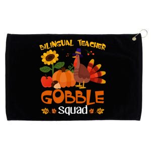 Bilingual Teacher Gobble Squad Thanksgiving Turkey Funny Great Gift Grommeted Golf Towel