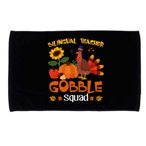 Bilingual Teacher Gobble Squad Thanksgiving Turkey Funny Great Gift Microfiber Hand Towel