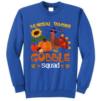 Bilingual Teacher Gobble Squad Thanksgiving Turkey Funny Great Gift Sweatshirt