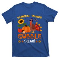 Bilingual Teacher Gobble Squad Thanksgiving Turkey Funny Great Gift T-Shirt