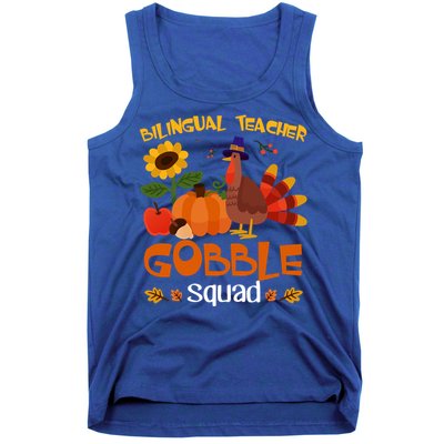 Bilingual Teacher Gobble Squad Thanksgiving Turkey Funny Great Gift Tank Top