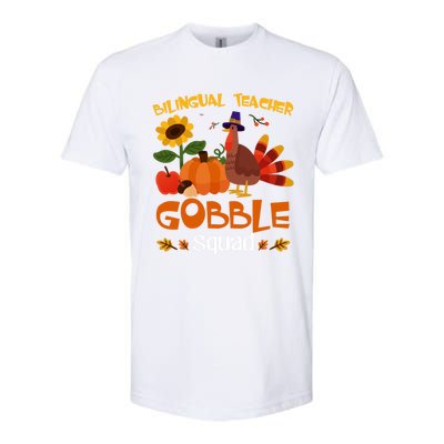 Bilingual Teacher Gobble Squad Thanksgiving Turkey Funny Great Gift Softstyle CVC T-Shirt