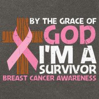 By The Grace Of God I'm A Survivor Breast Cancer Awareness Cross Pink Ribbon Cotton Canvas Backpack