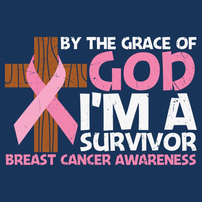 By The Grace Of God I'm A Survivor Breast Cancer Awareness Cross Pink Ribbon T-Shirt