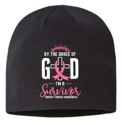 By The Grace Of God I'm A Survivor Fight Breast Cancer Women Sustainable Beanie