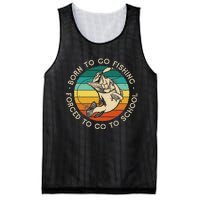 Born To Go Fishing Forced To Go To School Funny Fishing Mesh Reversible Basketball Jersey Tank