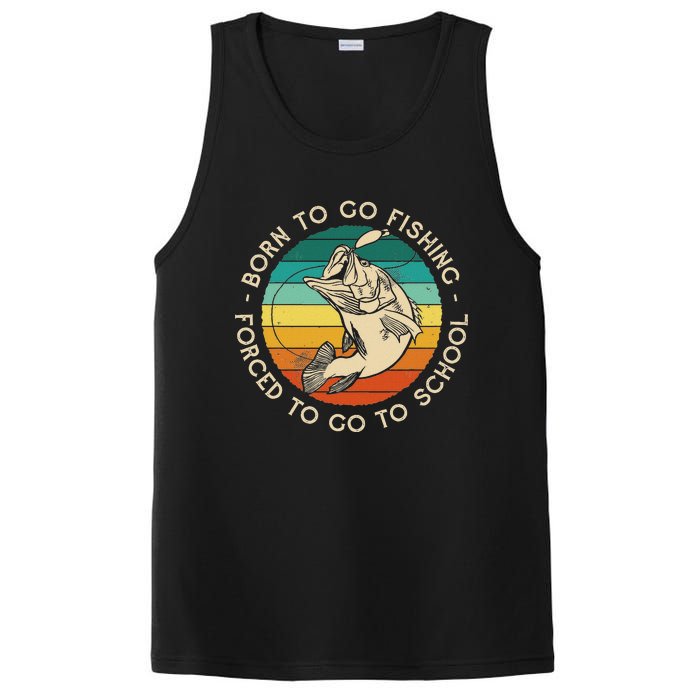 Born To Go Fishing Forced To Go To School Funny Fishing PosiCharge Competitor Tank