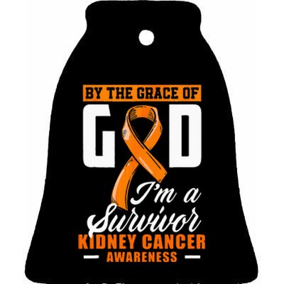 By The Grace God Im A Survivor Kidney Cancer Survivor Ceramic Bell Ornament