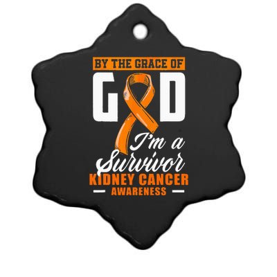 By The Grace God Im A Survivor Kidney Cancer Survivor Ceramic Star Ornament