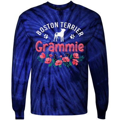 Boston Terrier Grammie Gifts Mom Funny Dog Lover Christmas Tie-Dye Long Sleeve Shirt