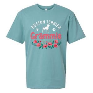 Boston Terrier Grammie Gifts Mom Funny Dog Lover Christmas Sueded Cloud Jersey T-Shirt