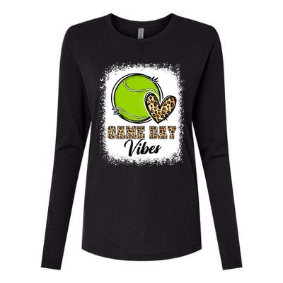 Bleached Tennis Game Day Vibes Tennis Mom Game Day Season Gift Womens Cotton Relaxed Long Sleeve T-Shirt