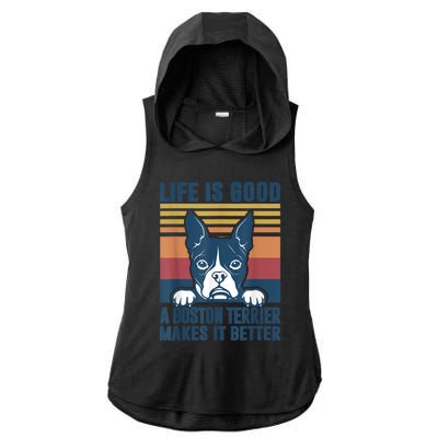 Boston Terrier Gifts For Women Men Boston Terrier Dad Mom Ladies PosiCharge Tri-Blend Wicking Draft Hoodie Tank