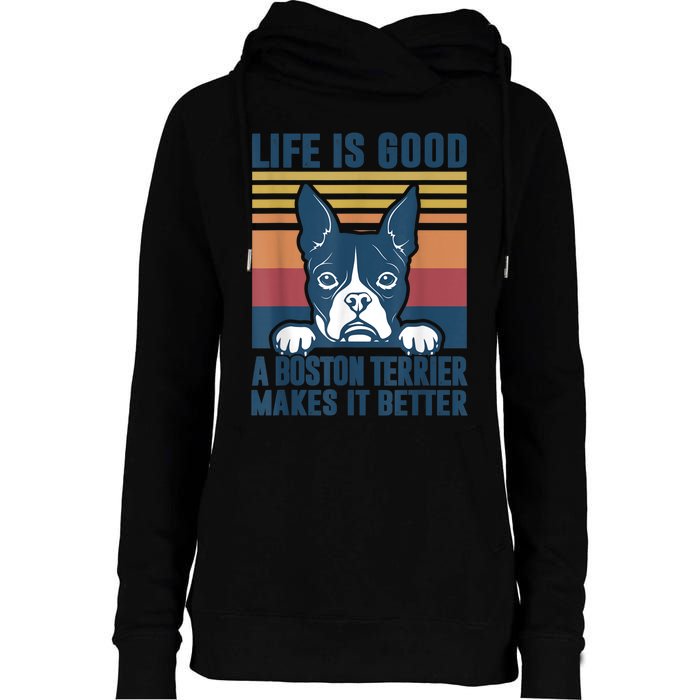 Boston Terrier Gifts For Women Men Boston Terrier Dad Mom Womens Funnel Neck Pullover Hood