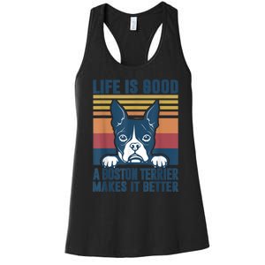 Boston Terrier Gifts For Women Men Boston Terrier Dad Mom Women's Racerback Tank