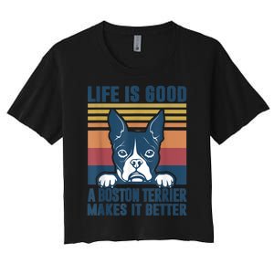 Boston Terrier Gifts For Women Men Boston Terrier Dad Mom Women's Crop Top Tee