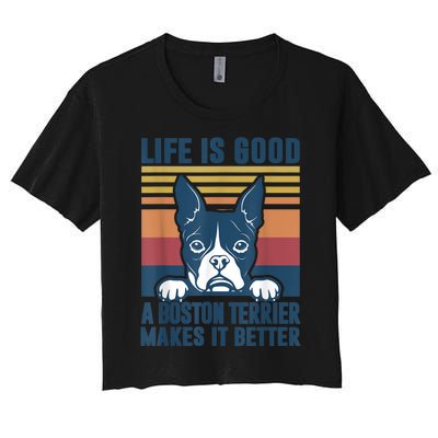 Boston Terrier Gifts For Women Men Boston Terrier Dad Mom Women's Crop Top Tee