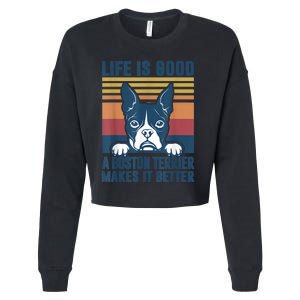 Boston Terrier Gifts For Women Men Boston Terrier Dad Mom Cropped Pullover Crew