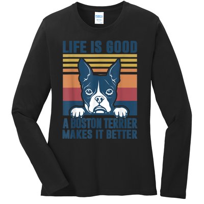 Boston Terrier Gifts For Women Men Boston Terrier Dad Mom Ladies Long Sleeve Shirt